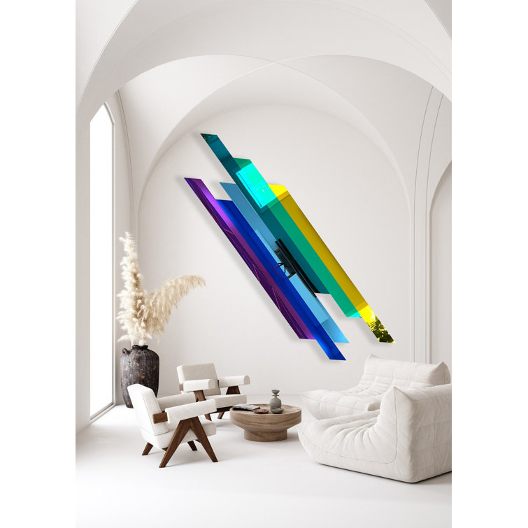 UniQstiQ Oversize, Multicolor Lines Mirrored Acrylic Wall Art Wayfair